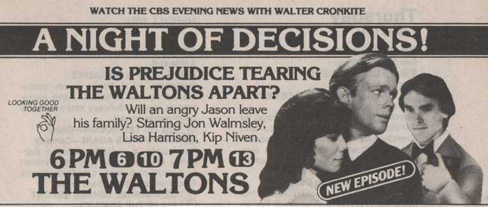 The Waltons TV Guide Ad The Beginning 